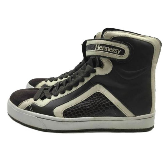 Limited Edition Hennessy x Jhung Yuro Sneakers Sz 10 Brown White Leather Hi Top - Picture 4 of 11